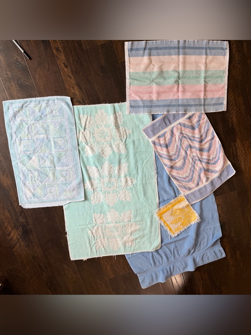 Pastel Multi-Pattern Bath Towel Set - Mint, Blue, Pink, Yellow